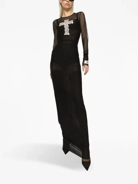 Ilgas kostiumas maxi suknele Dolce & Gabbana iš tiulio juoda