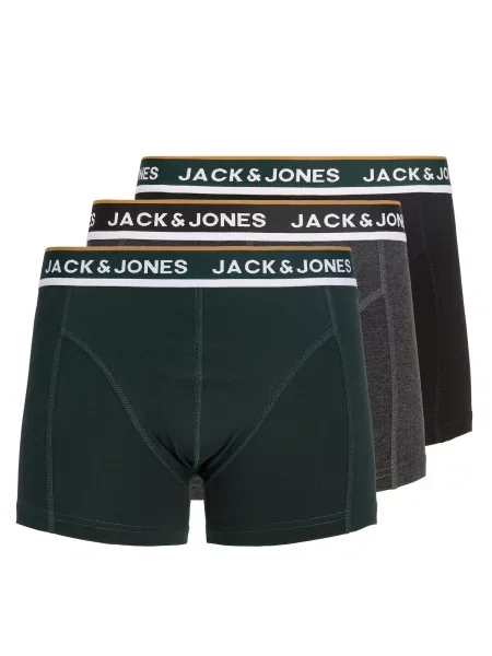 JACK & JONES Boxeri JACSWAY gri închis / verde închis / negru alb