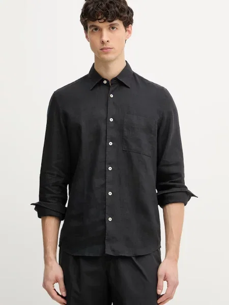 Marc O'Polo cămașă pentru bărbați din in negru