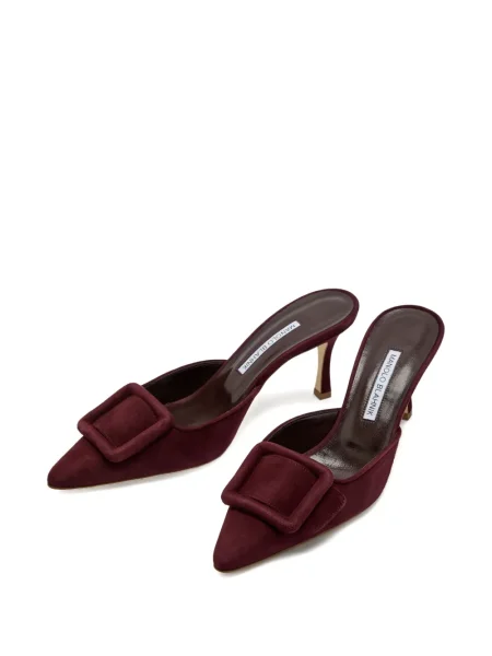 Papuci tip mules Manolo Blahnik cu cataramă roșu