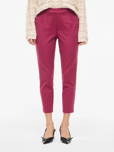 VILA Pantaloni cutați VIVARONE merlot roșu