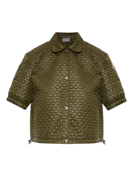 Top Moncler cu model floral scurt verde