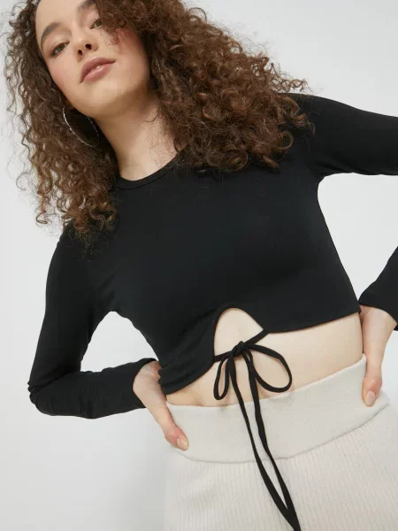 Блуза с дълги ръкави Hollister Co. черно