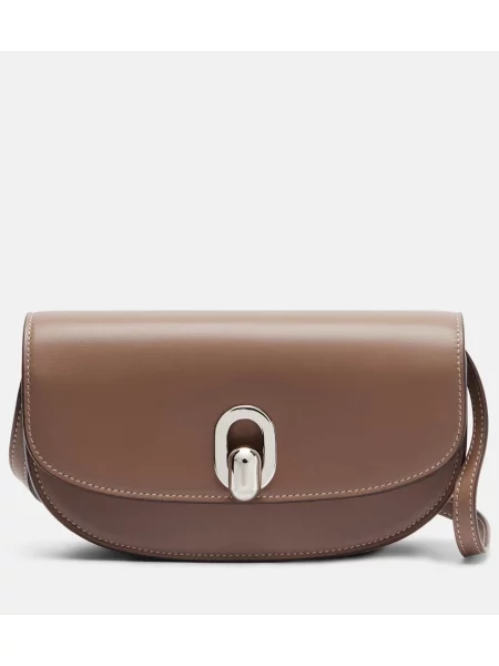 Geanta de piele Savette din piele bej