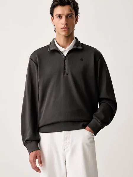 G-Star hanorac pentru bărbați din Unit washed half zip gri