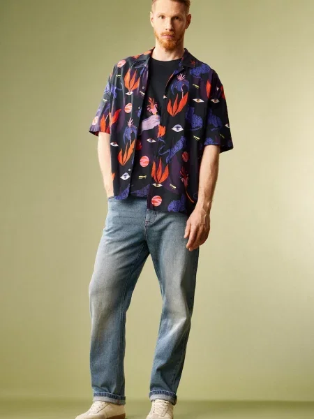 Риза Medicine мъжка със свободна кройка тъмносиньо