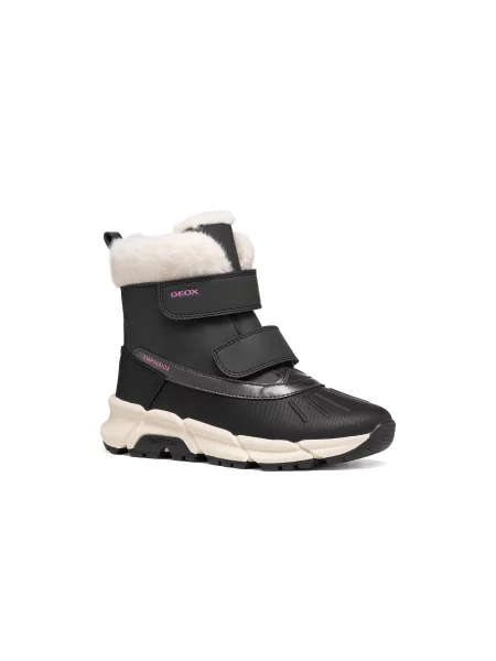 GEOX Cizme Flexyper Plus negru / lână alb