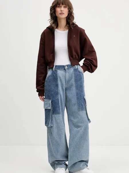 Tommy Jeans Bombažen pulover rjava