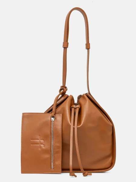 Кожена чанта Forte Forte bag кафяво