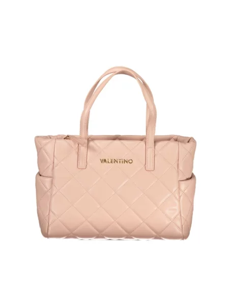Lniana torebka Valentino By Mario Valentino różowa