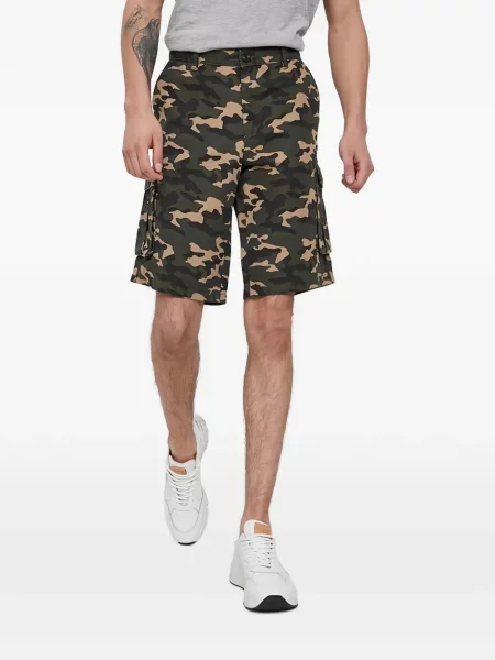 Pantaloni scurți cargo Sisley cu model camuflaj verde