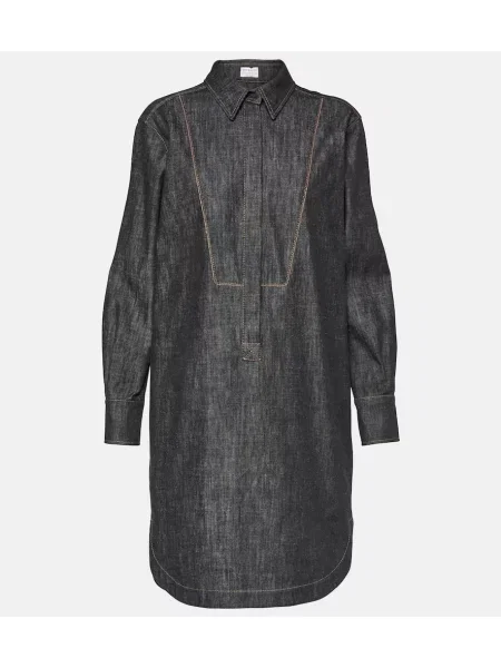Rochie din denim Brunello Cucinelli de costum negru