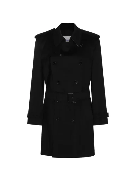 Cu centură palton Burberry cu două rânduri de nasturi negru