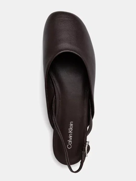 Calvin Klein bőr balerina cipő OBLIQUE BALLERINA SLINGBACK LTH