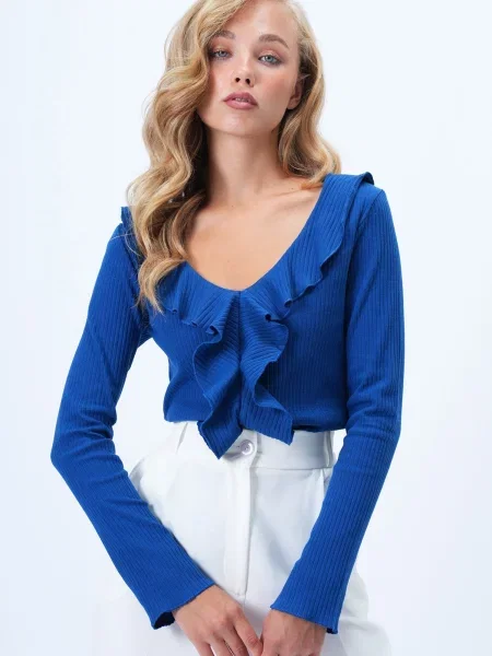 Trend Alaçatı Stili Tricou cobalt albastru