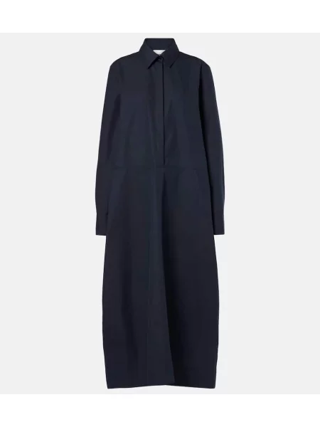 Rochie tip cămașă Jil Sander din poplin de costum albastru