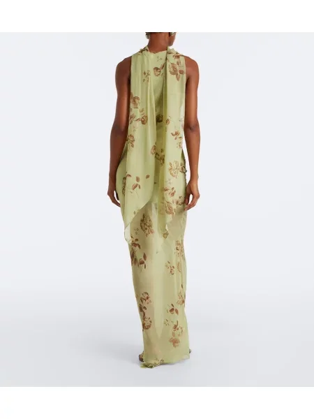 Fusta maxi De La Vali cu model floral verde