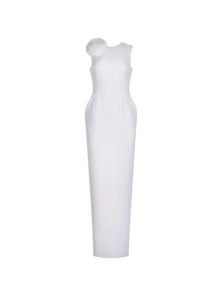 Rochie maxi Araftu fără mâneci cu model floral cu aplicații alb