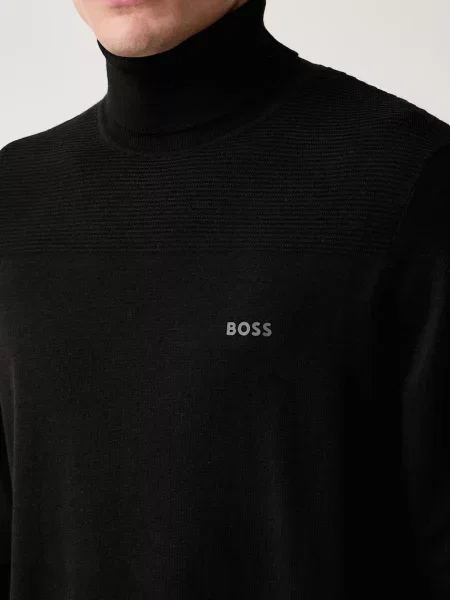 Шерстяной свитер Boss Green зеленый