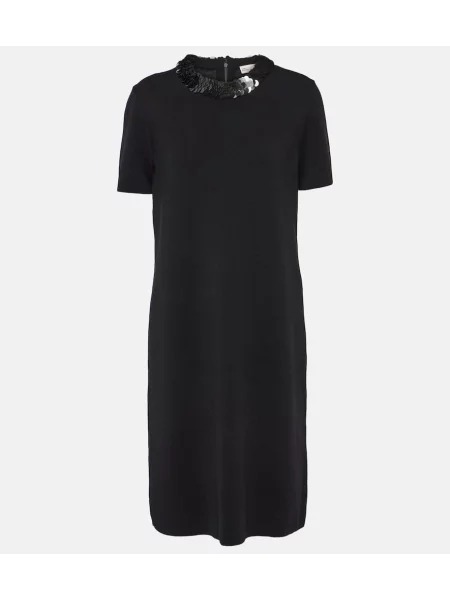 Rochie midi Tory Burch de lână până la genunchi de costum negru