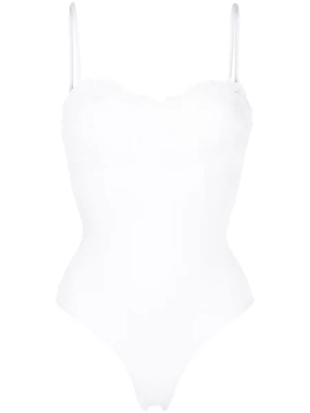 Body Lethicia Bronstein din dantelă alb