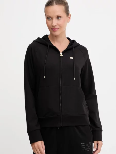 Emporio Armani bluză cu glugă uni negru
