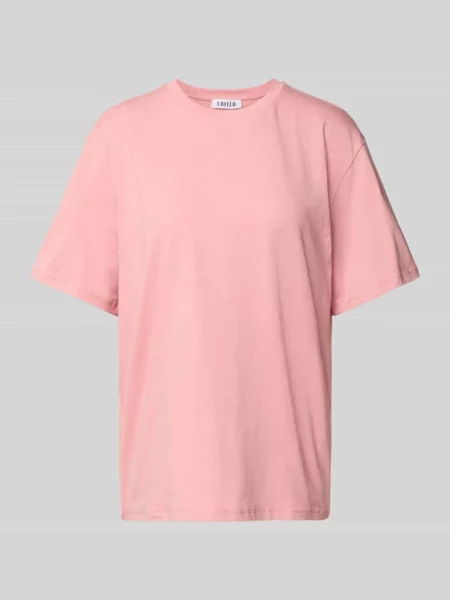 T-shirt z prążkowanym okrągłym dekoltem model ‘Milly’ Edited