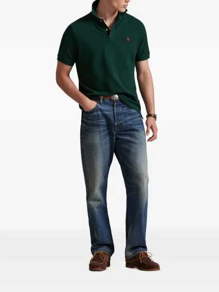 Tricou polo Polo Ralph Lauren cu autograf cu 5 buzunare în carouri gri
