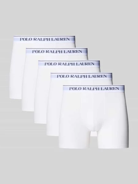 Obcisłe bokserki o kroju skinny fit z Mieszanka bawełny w Zestaw 5 szt. Polo Ralph Lauren białe
