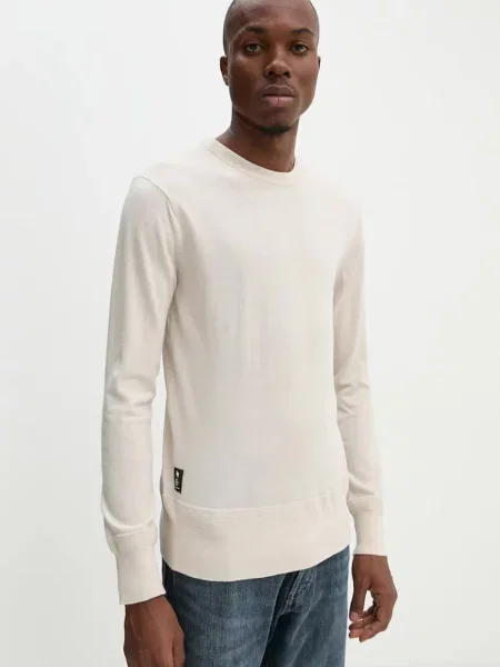 Вълнен пуловер G-Star Raw мъжки от лека материя бежово