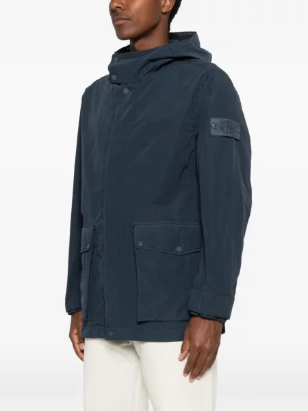 Geacă Stone Island cu glugă cu strasuri albastru