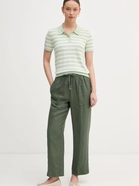 Tommy Hilfiger pletena polo majica z dodatkom svile zelena