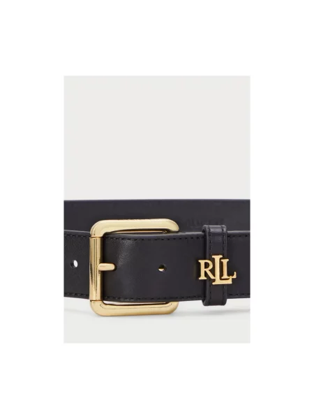 Pasek Ralph Lauren skórzany z logo czarny
