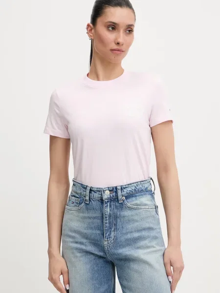 Tommy Jeans t-shirt γυναικείο ροζ