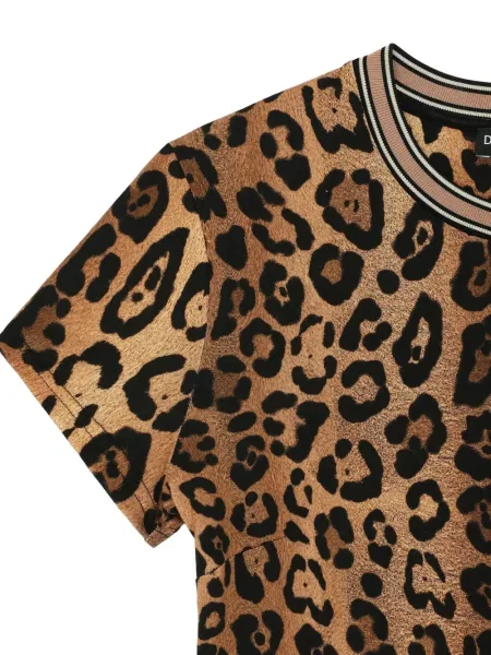 Μπλούζα Dolce & Gabbana με σχέδιο με λεοπαρ μοτιβο με στρογγυλή λαιμόκοψη καφέ