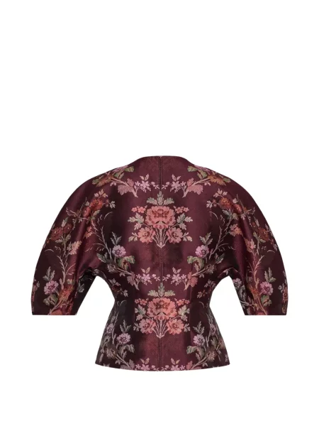 Top Cara Cara cu model floral din jacard roșu