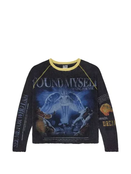 Hanorac grafic Vale cu imagine negru