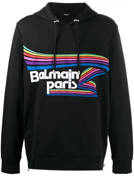 Hanorac cu glugă Balmain cu imagine cu cordon