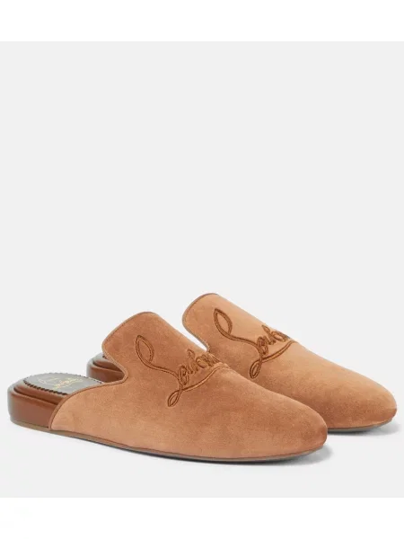 Semišové domáce papuče Christian Louboutin hnedá