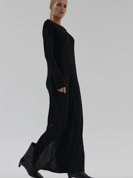 Muuv. rochie tricotată cu modal LUNN negru