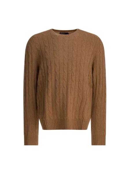 Dzianinowy sweter Polo Ralph Lauren brązowy