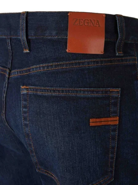 Blugi drepți Zegna cu 5 buzunare albastru