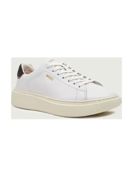 BOSS BLACK Bőr sneakers tornacipő fehér