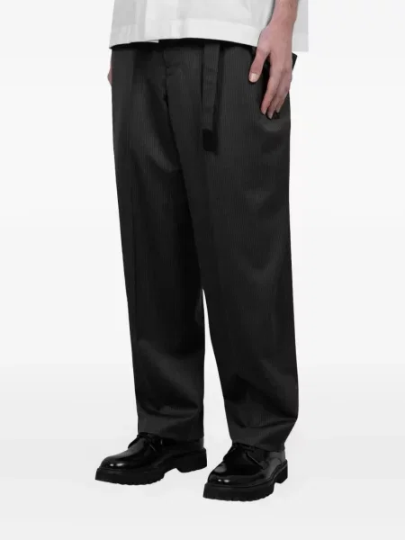 Pantaloni Sacai de lână cu dungi negru