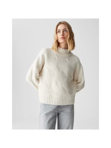 Opus sweter z dzianiny z wełną i alpaką Portree Kobiety beżowy jednolity 34 biały
