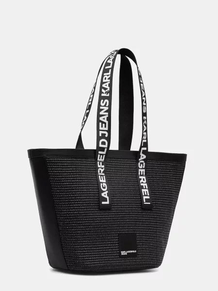 Karl Lagerfeld Jeans kabelka typu shopper dámska pletená čierna