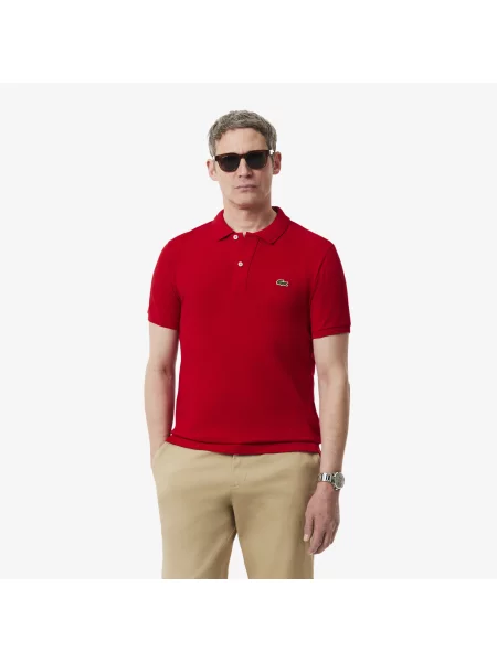 Lacoste Koszulka Polo Slim Fit Petit Piqué czerwona
