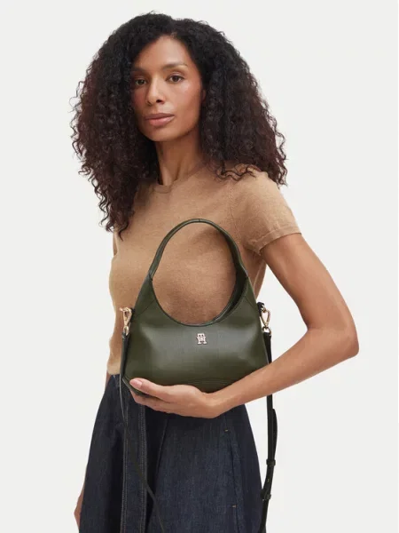 Torbica Tommy Hilfiger Th Everyday Mini Hobo Tamno zelena