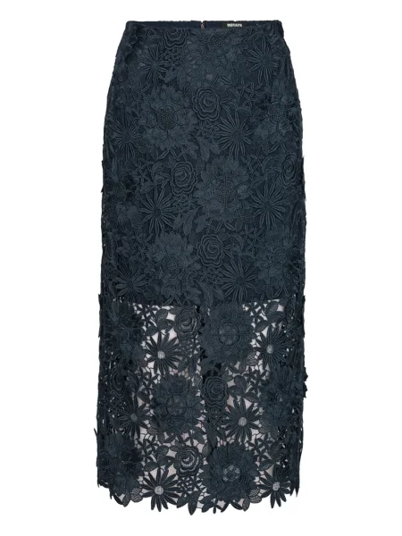 Fustă midi Rotate Birger Christensen cu model floral din dantelă până la genunchi albastru