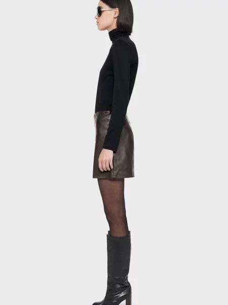 Шкіряна спідниця Allsaints коричнева